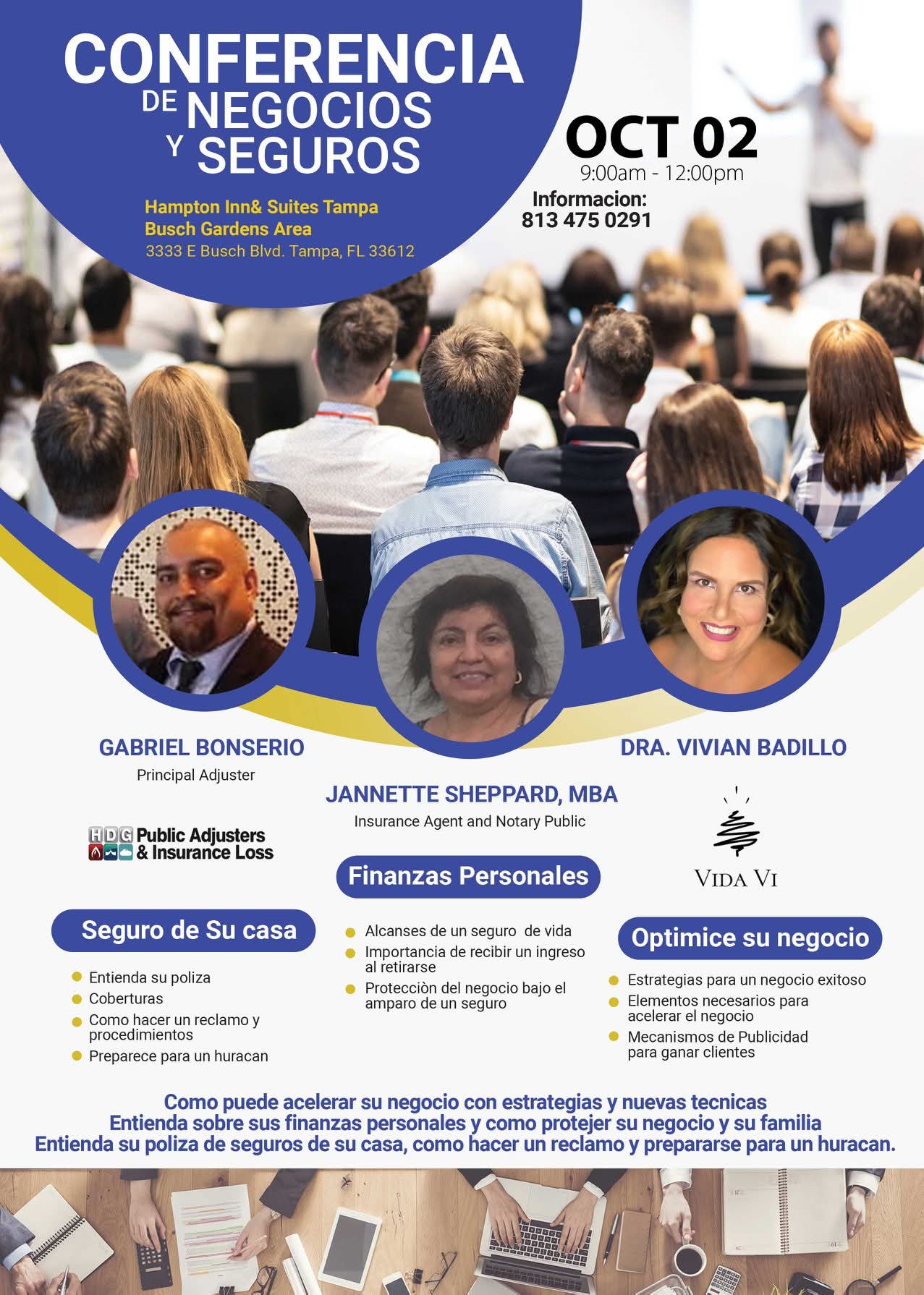 Conferencia de Negocios y Seguros flyer, October 2, 2019